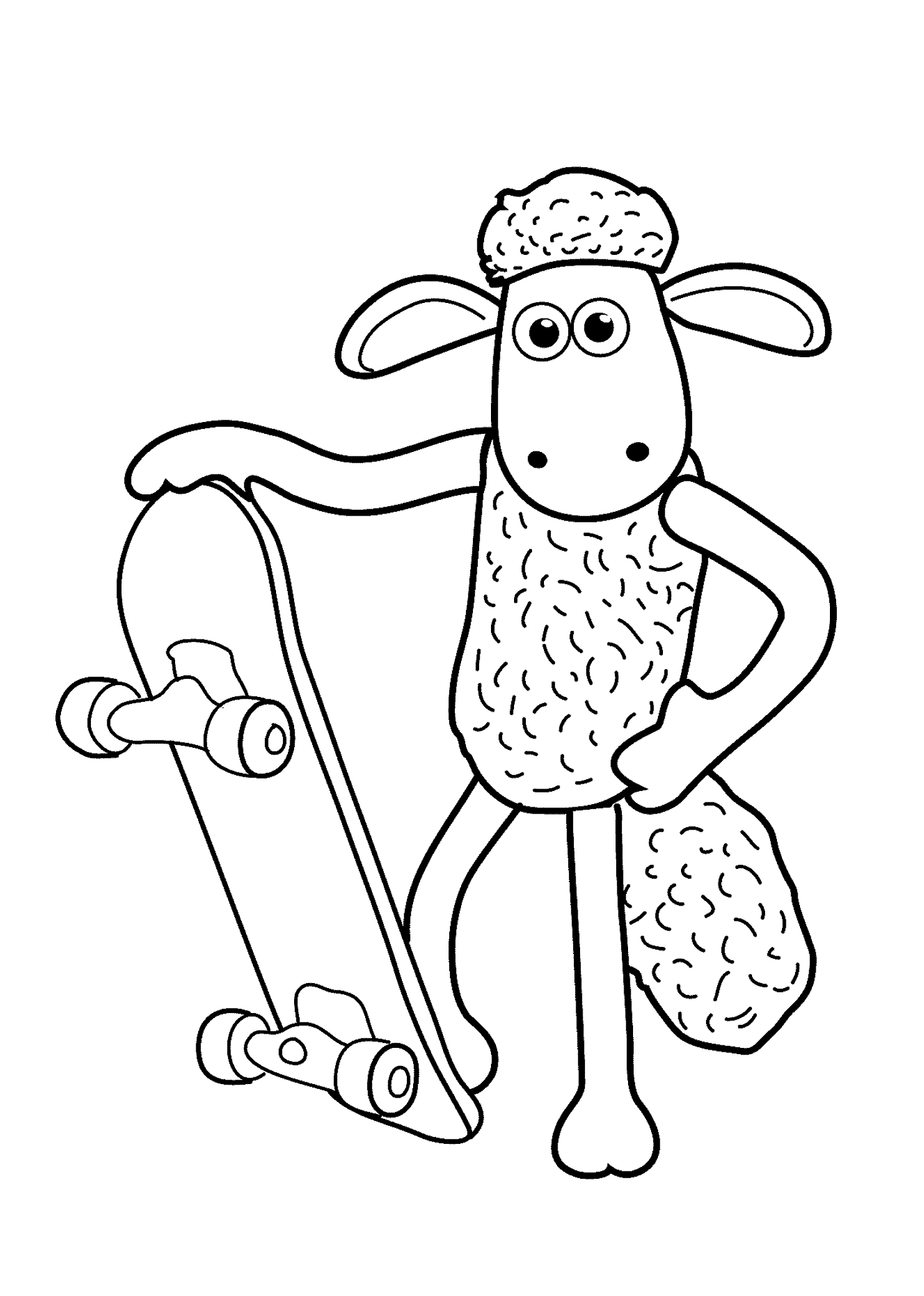 Skateboarding Sheep Coloring Page