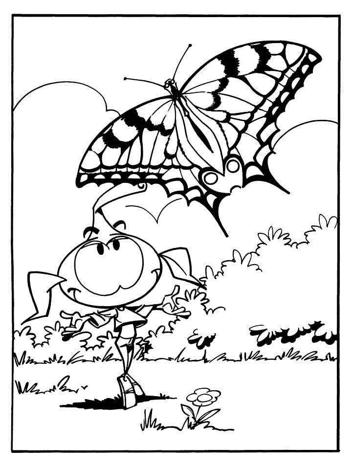 Snork And Butterfly Coloring Page
