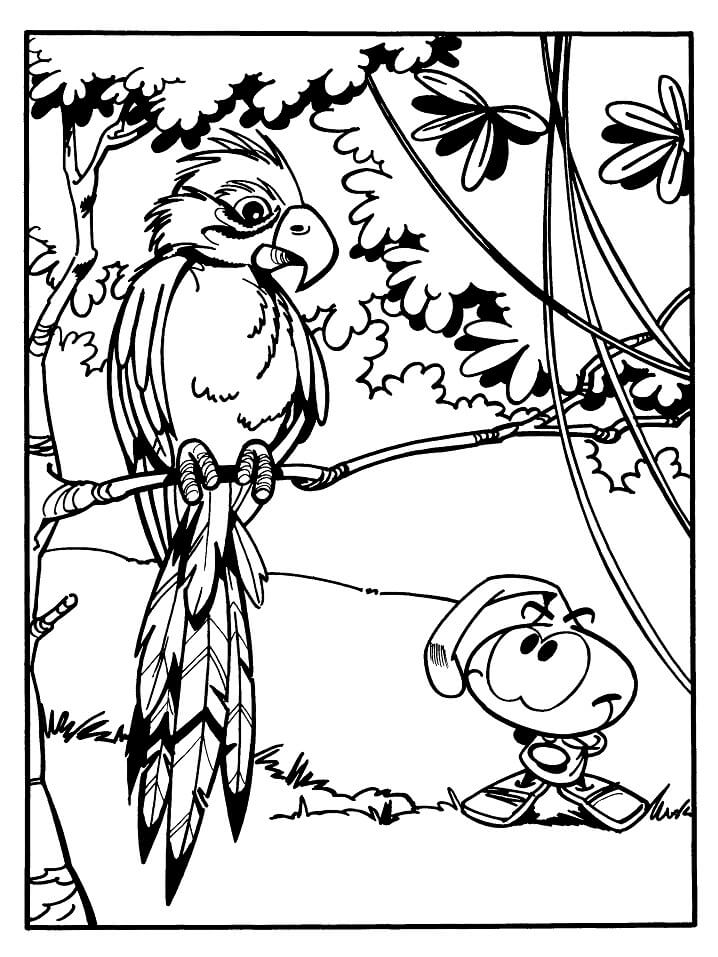 Snork And Parrot Coloring Page