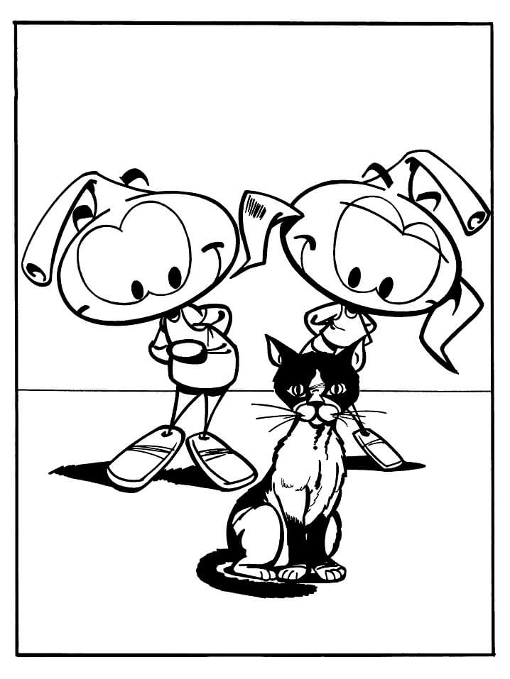 Snorks And Cat Coloring Page