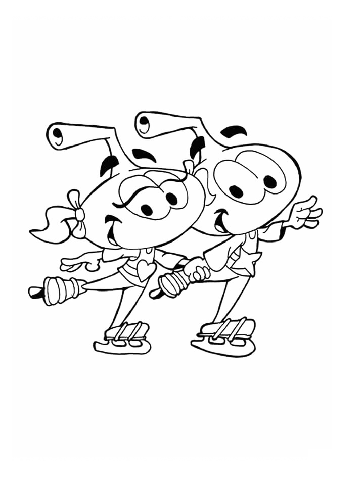 Snorks Couple Ice Skating Coloring Pages