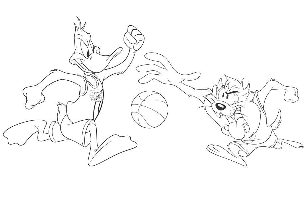 Space Jam Daffy And Taz Coloring Pages
