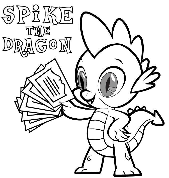Spike The Dragon Mlp Coloring Page