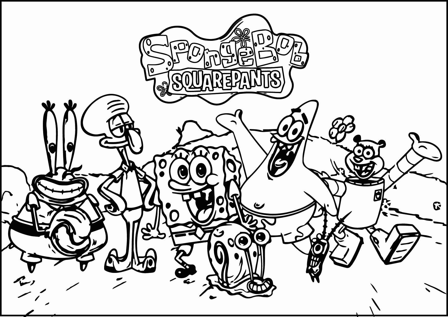 Spongebob Characters Coloring Page