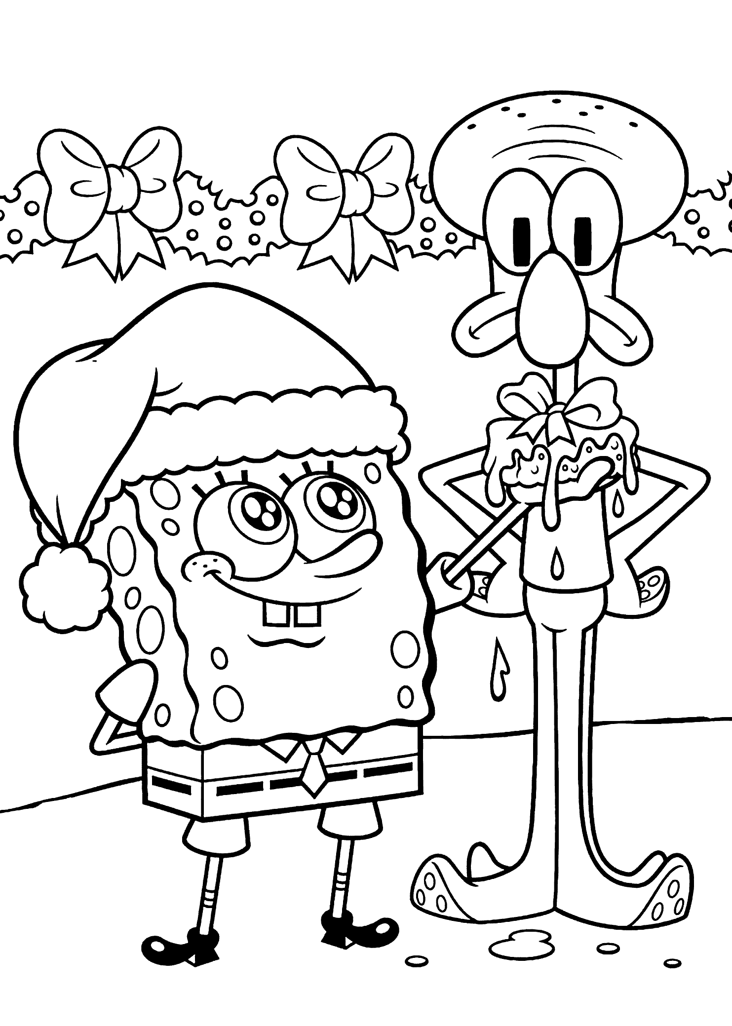 Squidward Christmas Coloring Pages