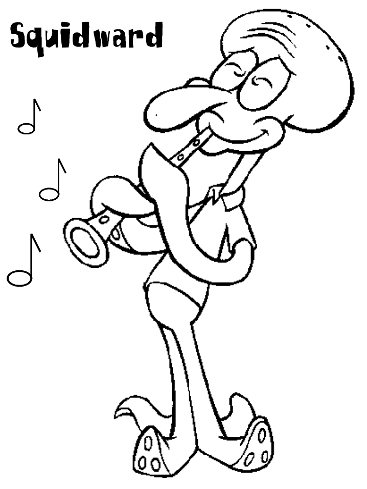 Squidward Playing Clarinet Coloring Pages