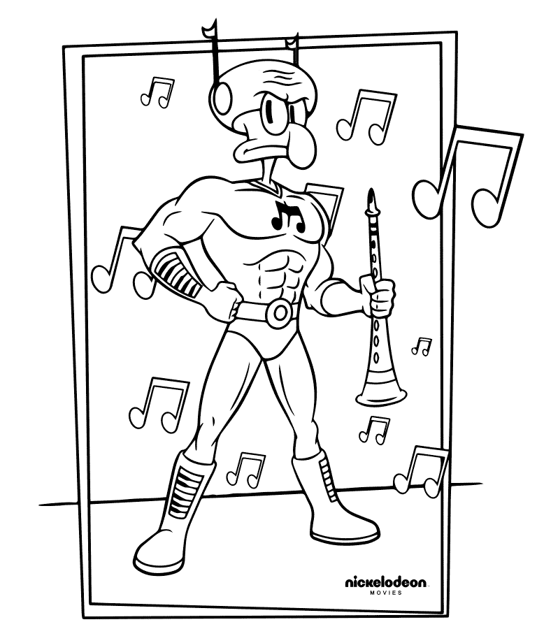 Squidward Superhero Coloring Pages