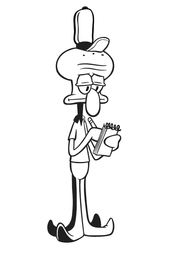 Squidward Taking An Order Coloring Pages