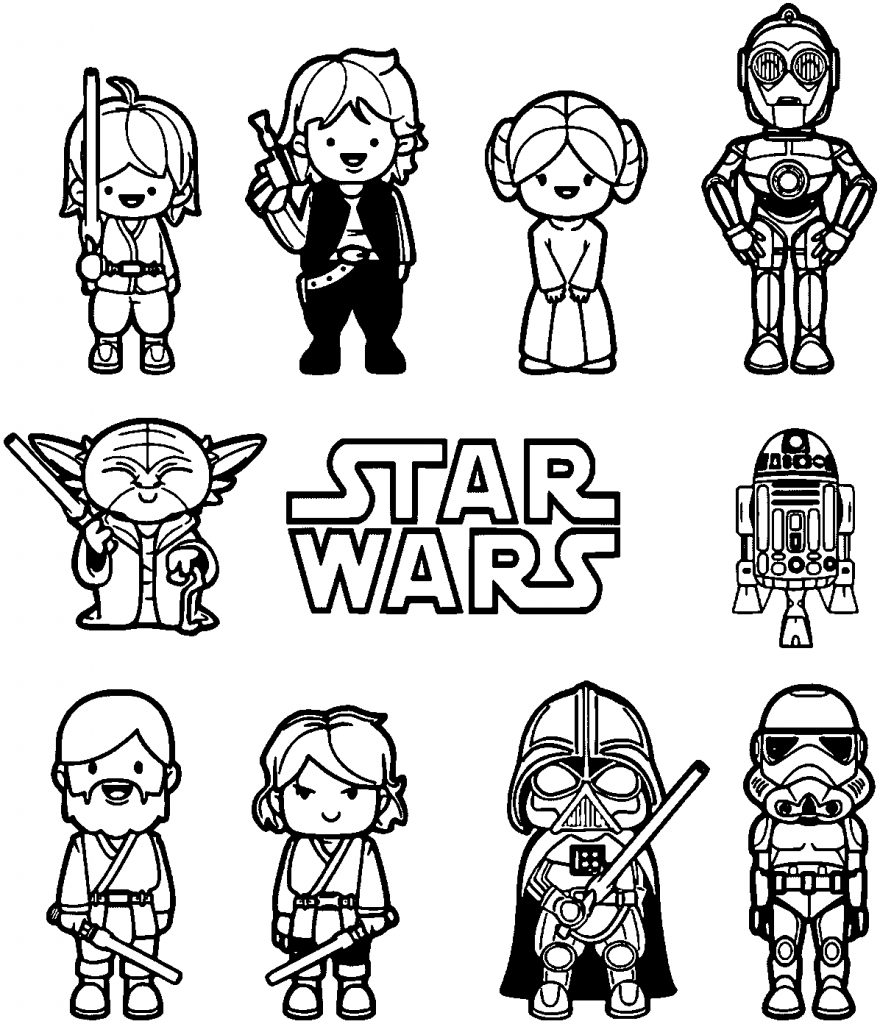 Star Wars Chibi Characters Coloring Page
