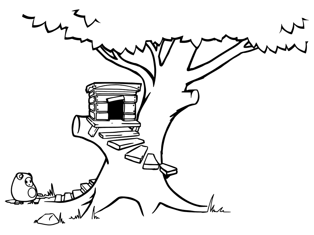 Steps To Treehouse Coloring Page