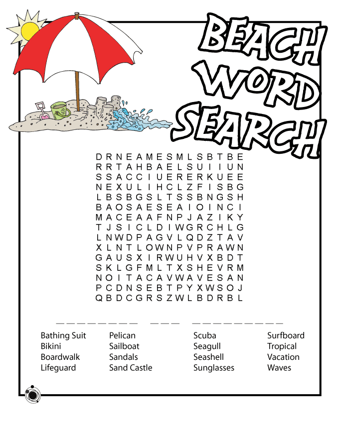Summer Beach Word Search