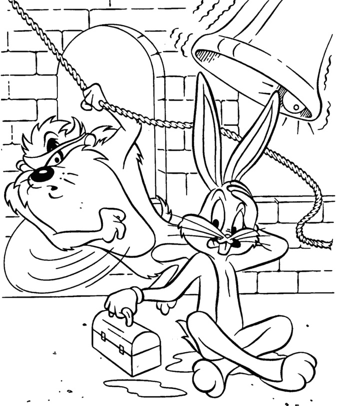 Tasmanian Devil And Bugs Bunny Coloring Pages