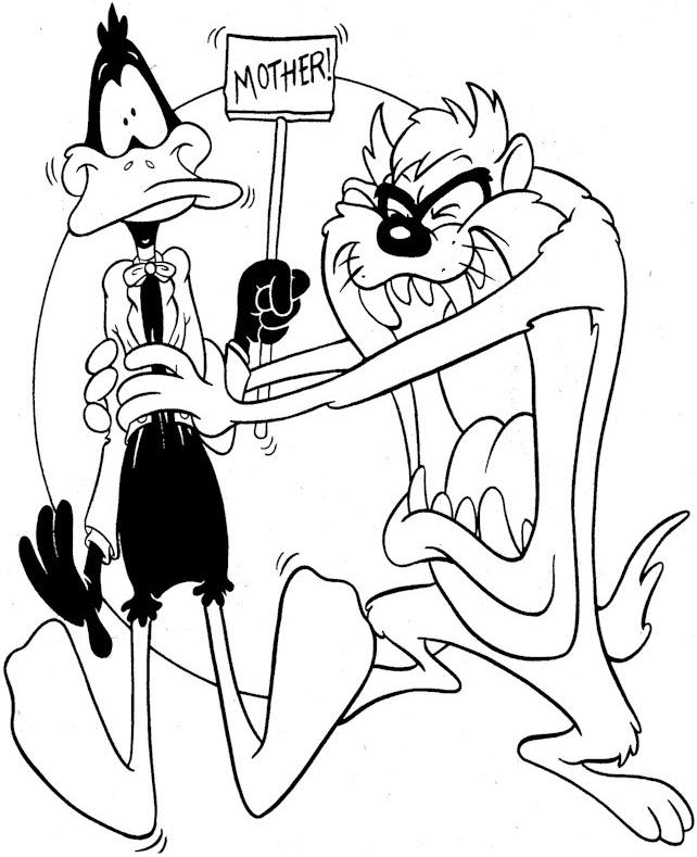 Tasmanian Devil And Daffy Duck Coloring Pages