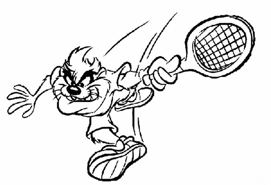 Tasmanian Devil Playing Tennis Coloring Pages