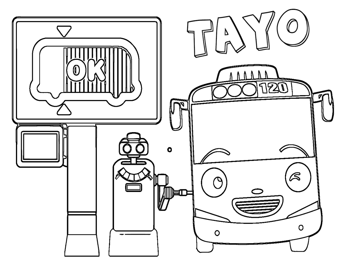 Tayo Filling Up With Gas Coloring Page