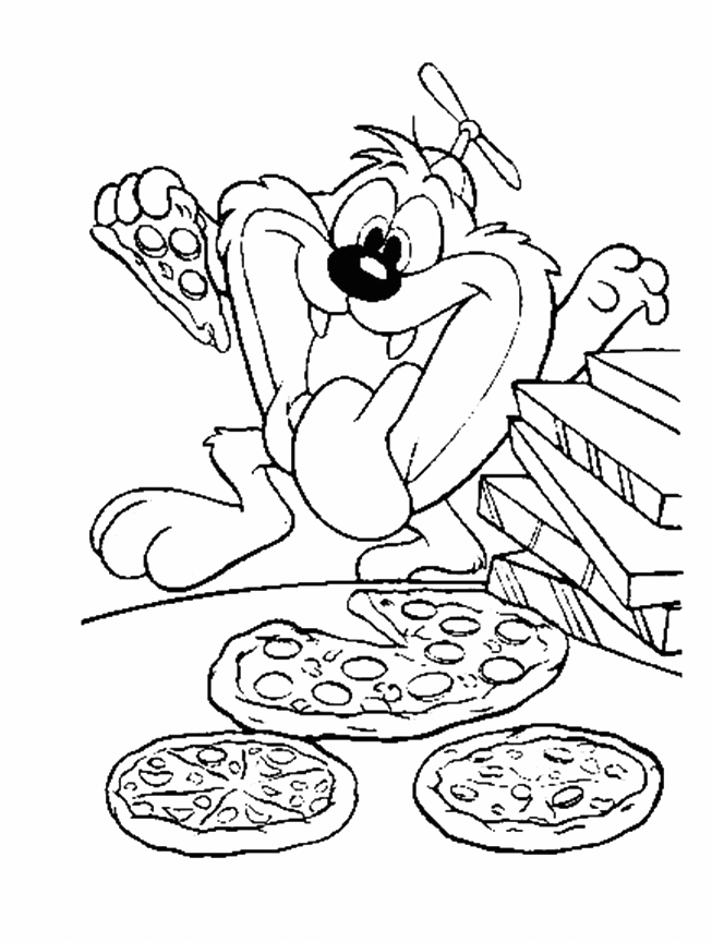 Taz Eating Pizza Coloring Pages