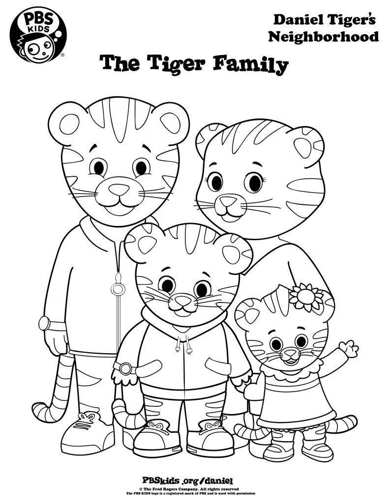 The Tiger Family - Daniel Tiger Coloring Pages