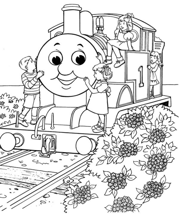 Thomas And Children Coloring Page