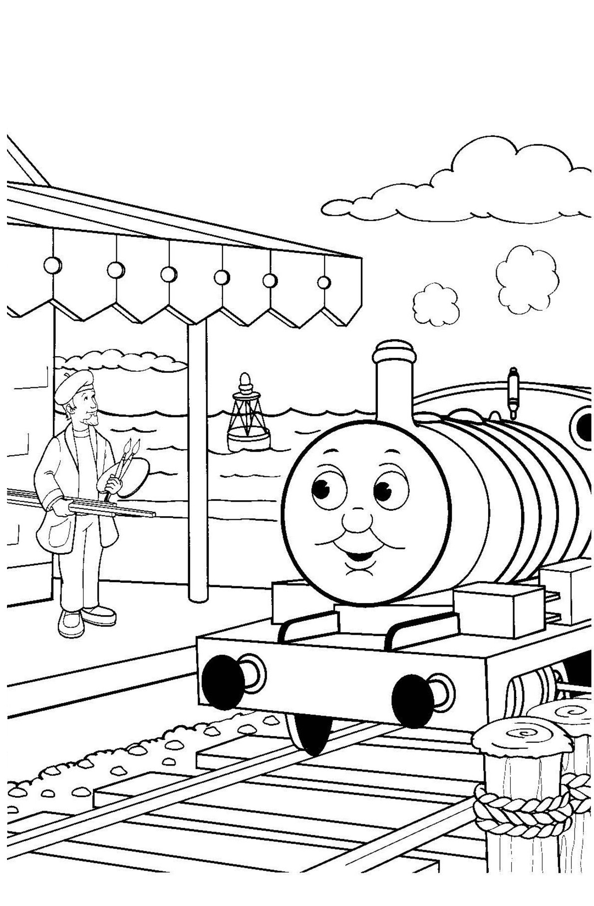 Thomas At The Station Coloring Pages