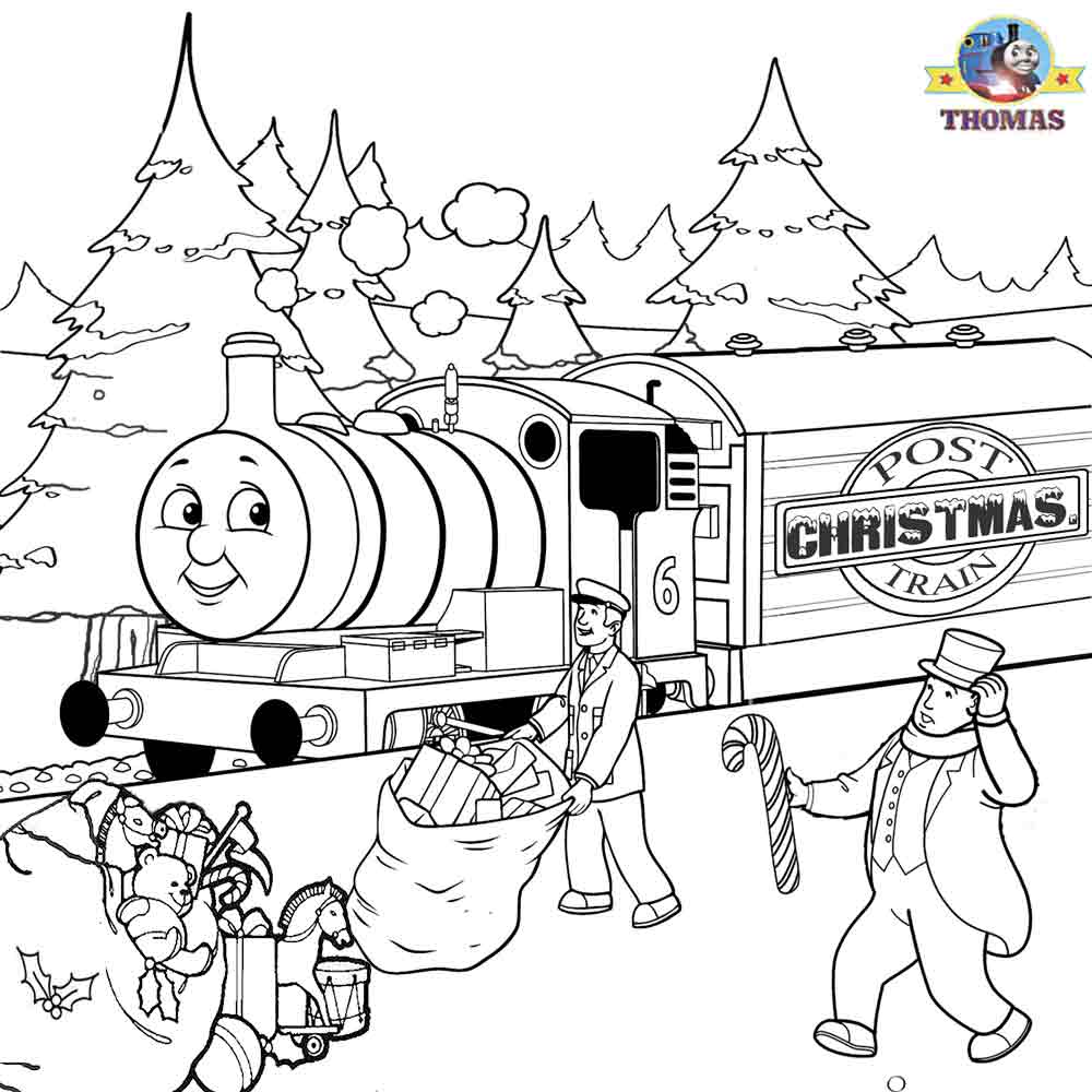 Thomas Christmas Train Coloring Page