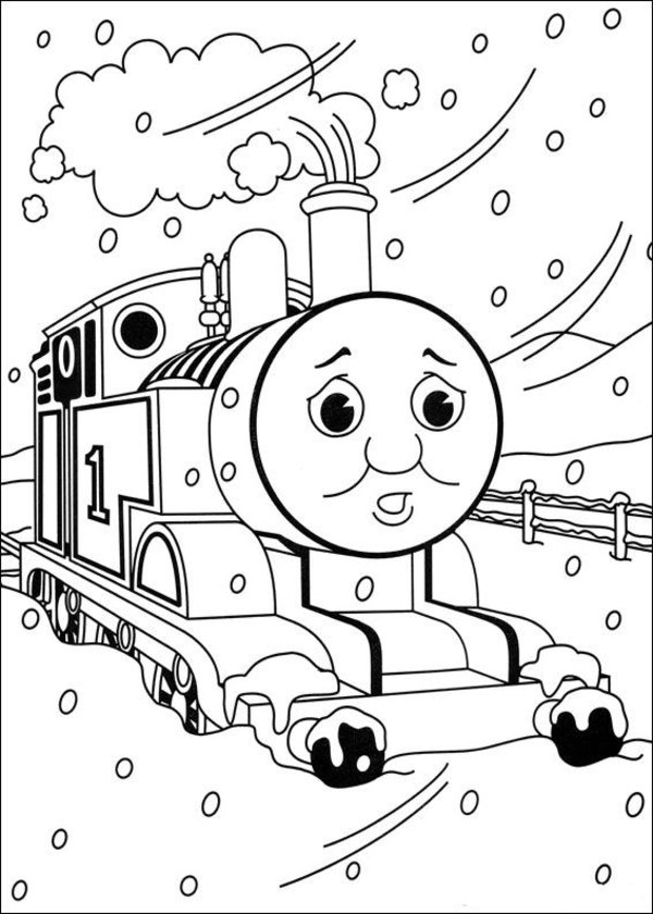 Thomas In The Snow Coloring Pages