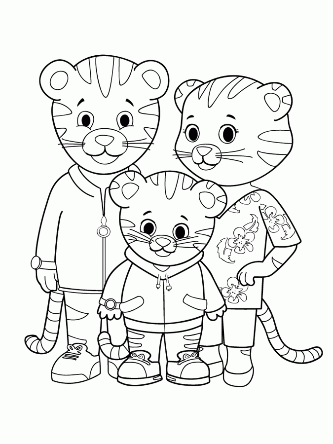 Tiger Family Coloring Page