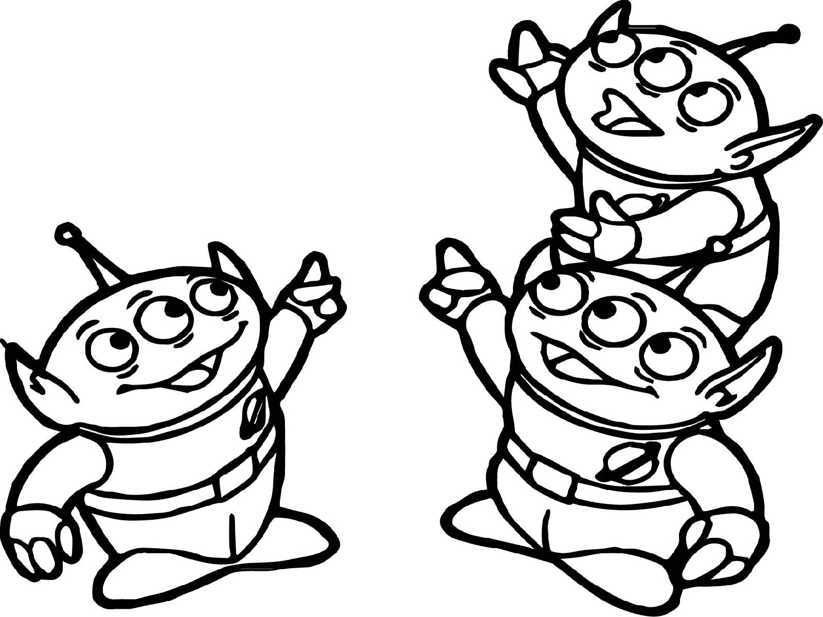 Toy Story Aliens Pointing Coloring Page