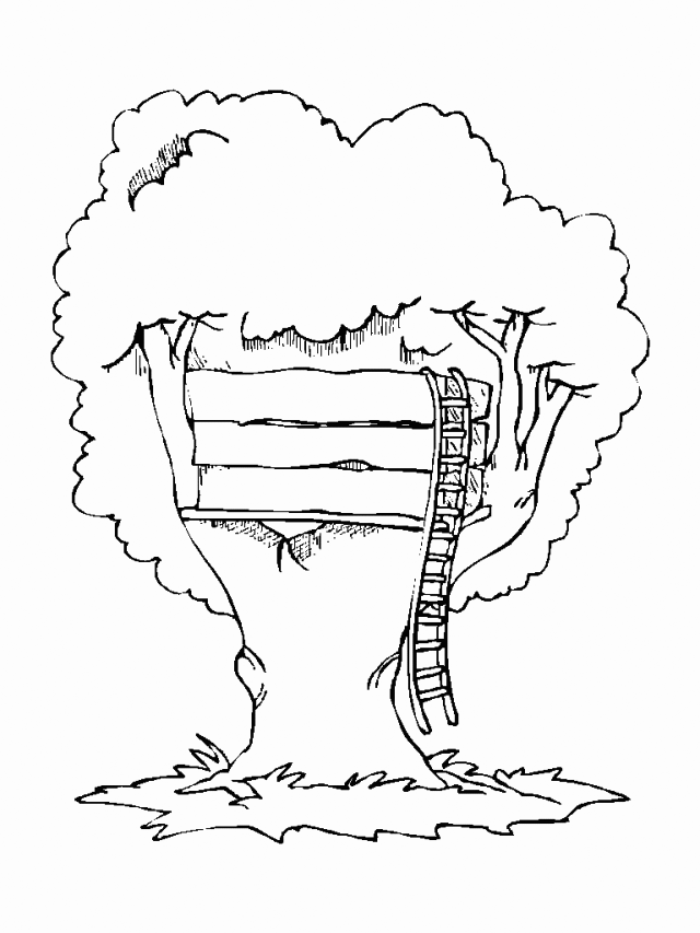Treehouse Coloring Page