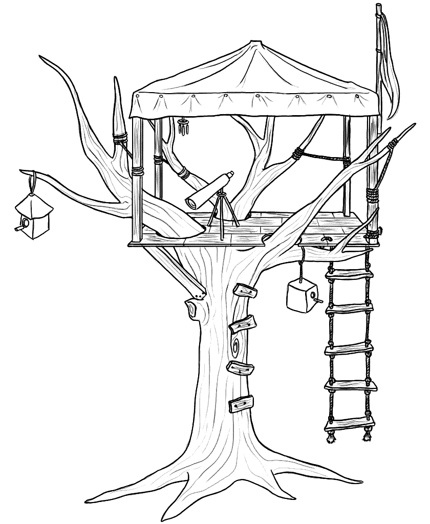 Treehouse Coloring Pages