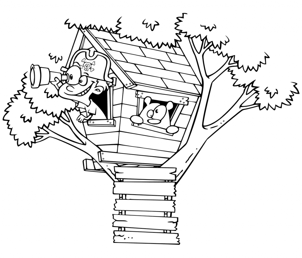 Treehouse Lookout Coloring Page