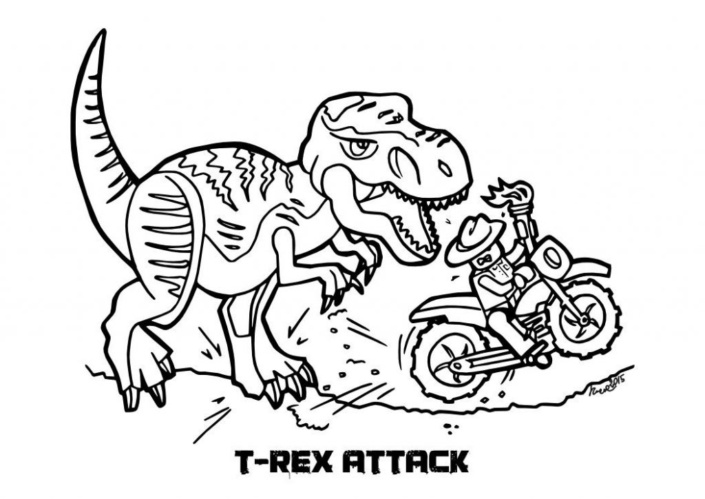 TRex Attack Jurassic World Coloring Pages