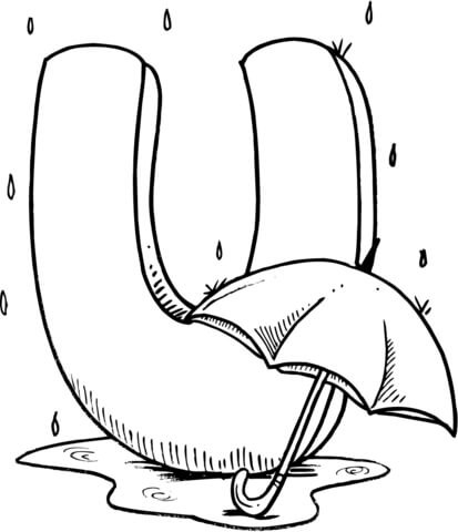 U for Umbrella Coloring Page