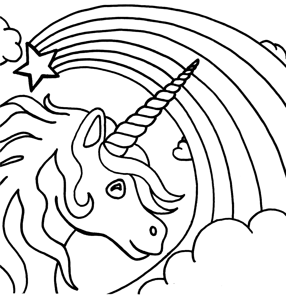 Unicorn And Rainbow Coloring Page