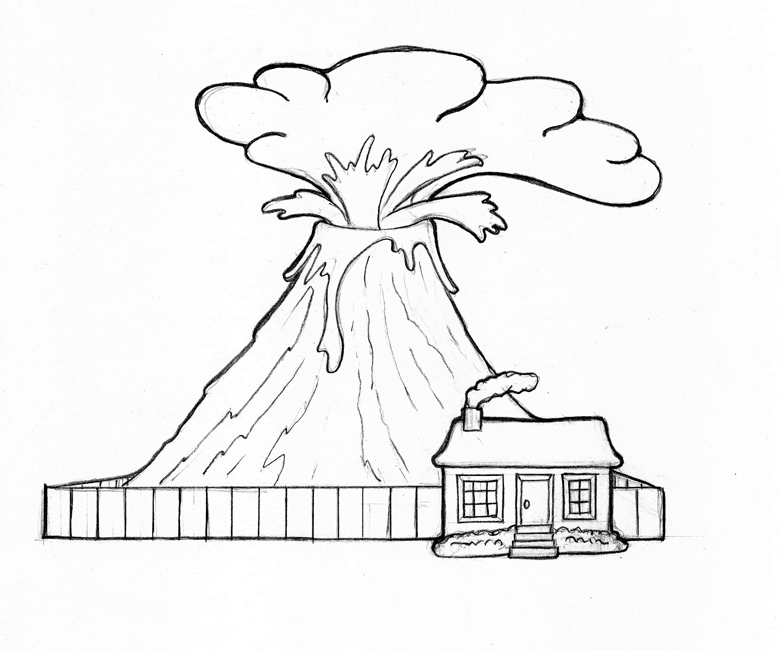 Volcano Coloring Page