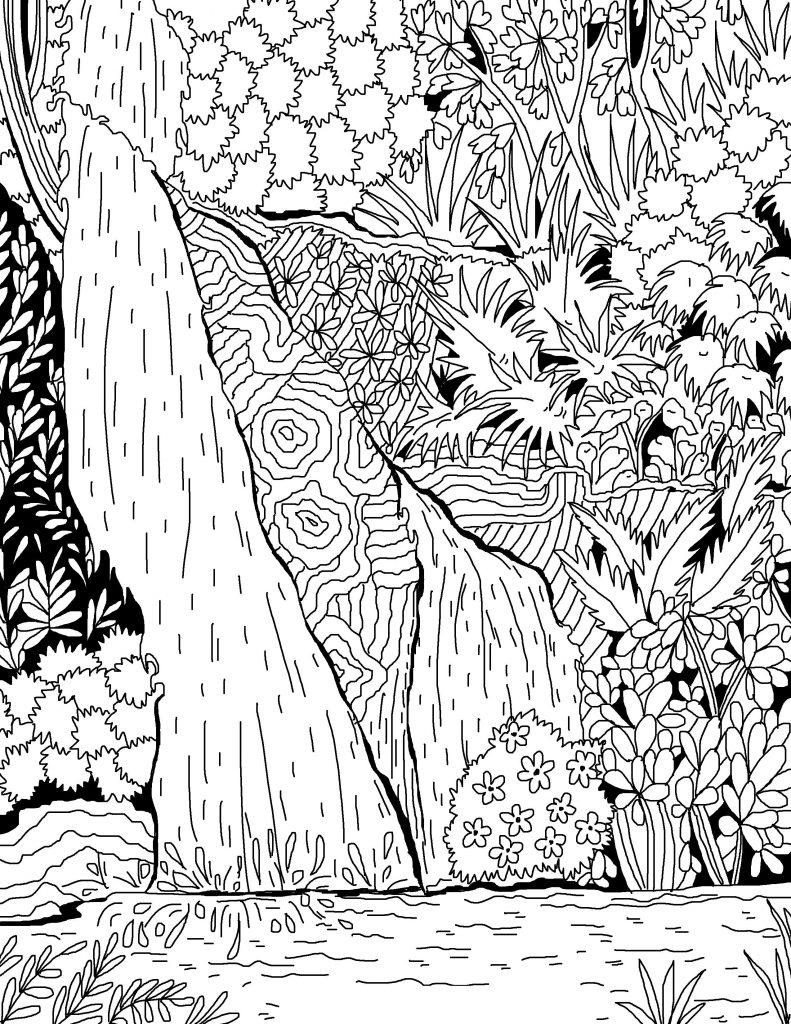 Waterfall Coloring Pages for Adults