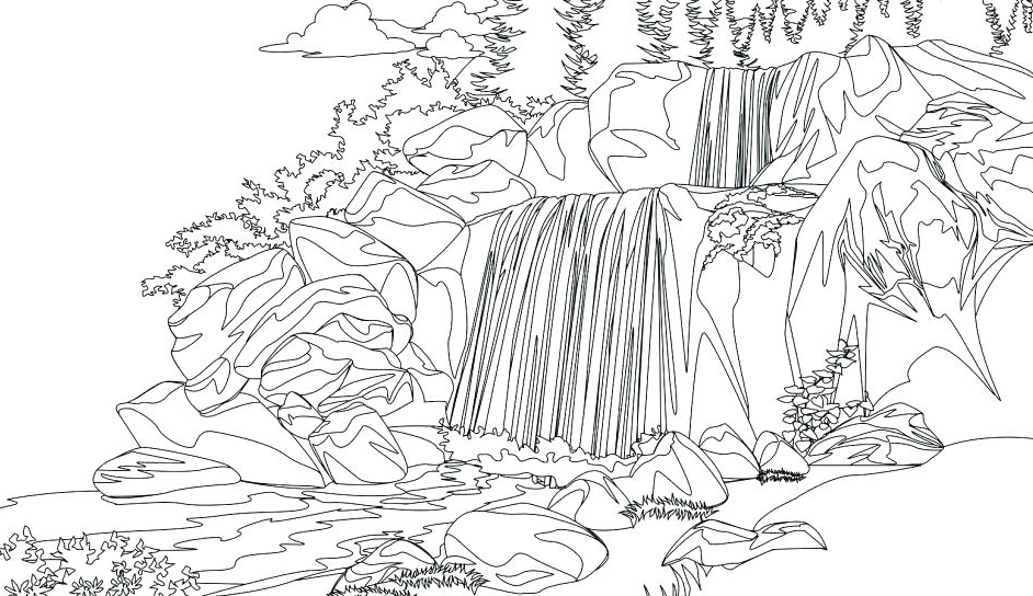 Waterfall Printable Coloring Pages