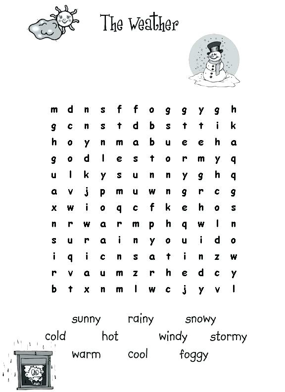 Weather - Third Grade Word Search