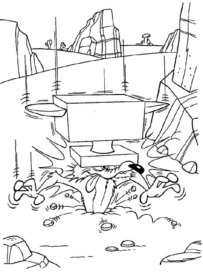 Wile E Gets And Anvil Coloring Page