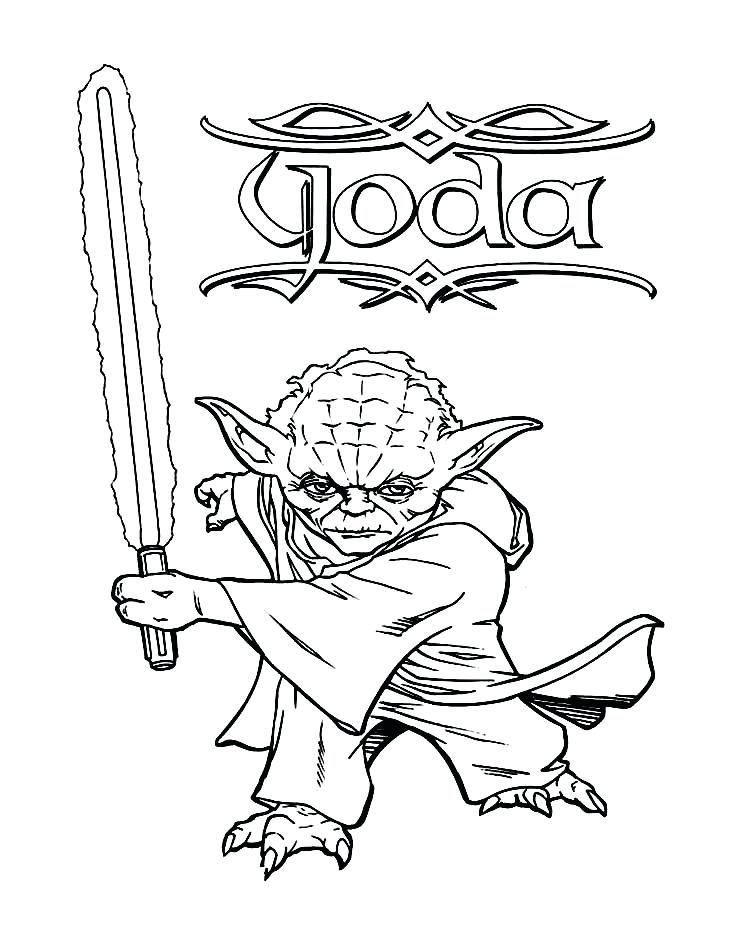 Yoda With Lightsaber Coloring Page