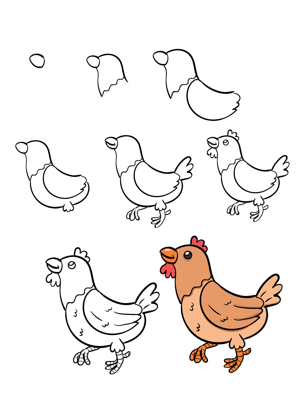 Hướng dẫn Hình vẽ con gà dễ thương cho bé