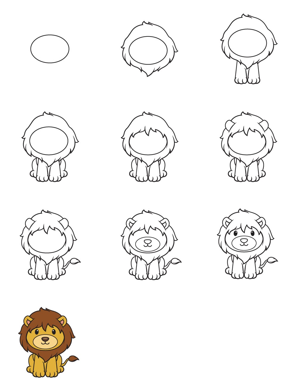 Cách vẽ con sư tử đơn giản 