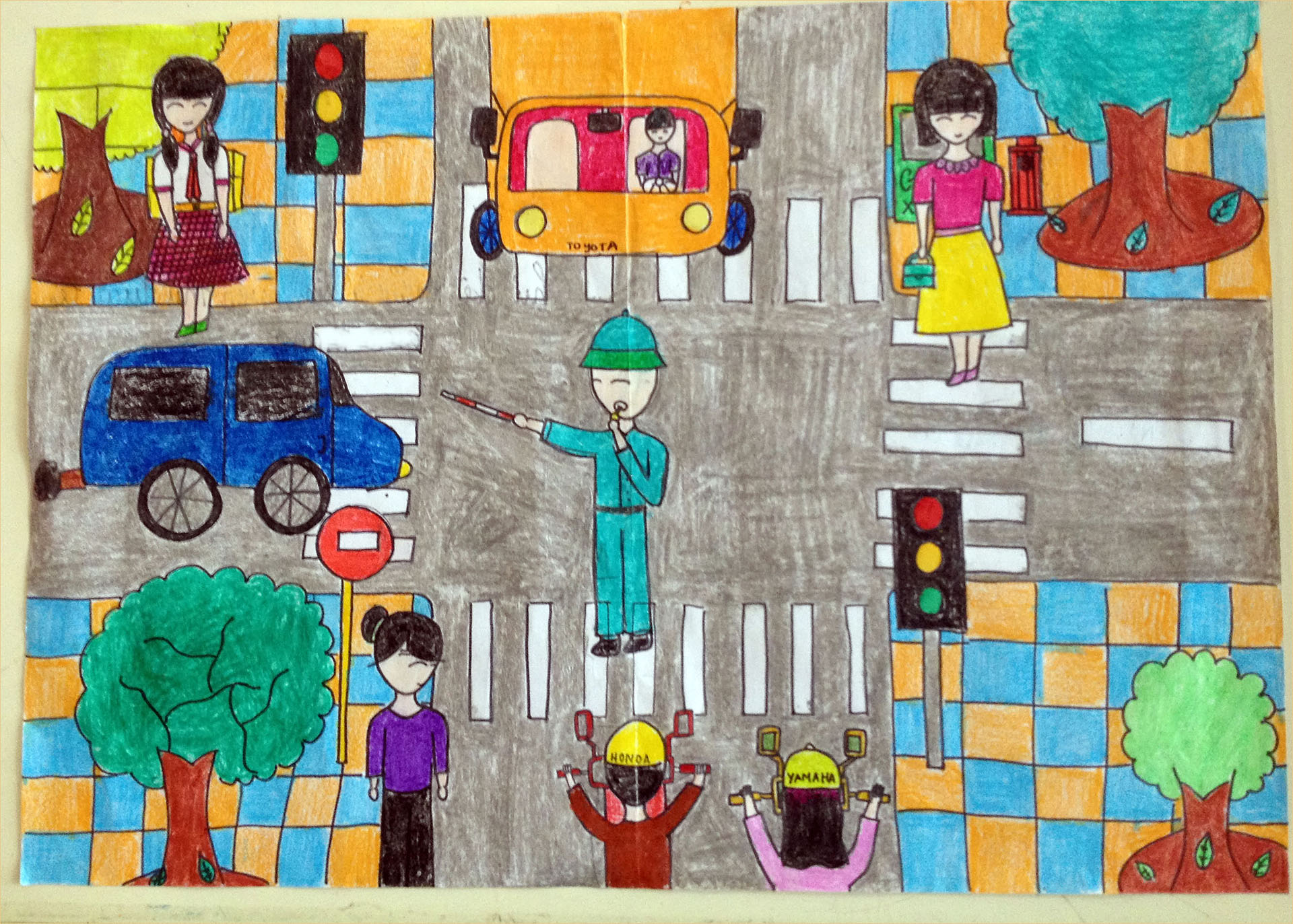 Những bức tranh vẽ về an toàn giao thông đơn giản, đẹp, đầy ý nghĩa.