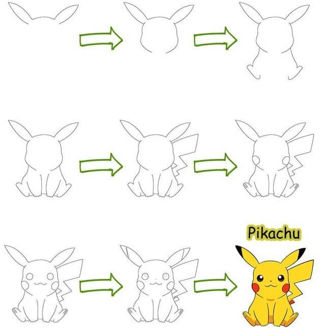 Vẽ Pikachu theo từng bước cho bé – YeuTre.Net