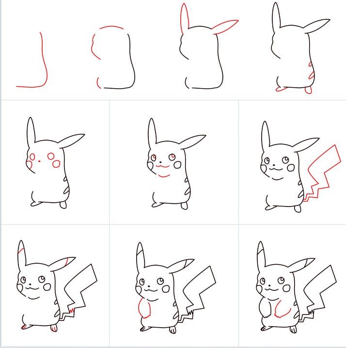 Vẽ Pikachu theo từng bước cho bé  YeuTreNet