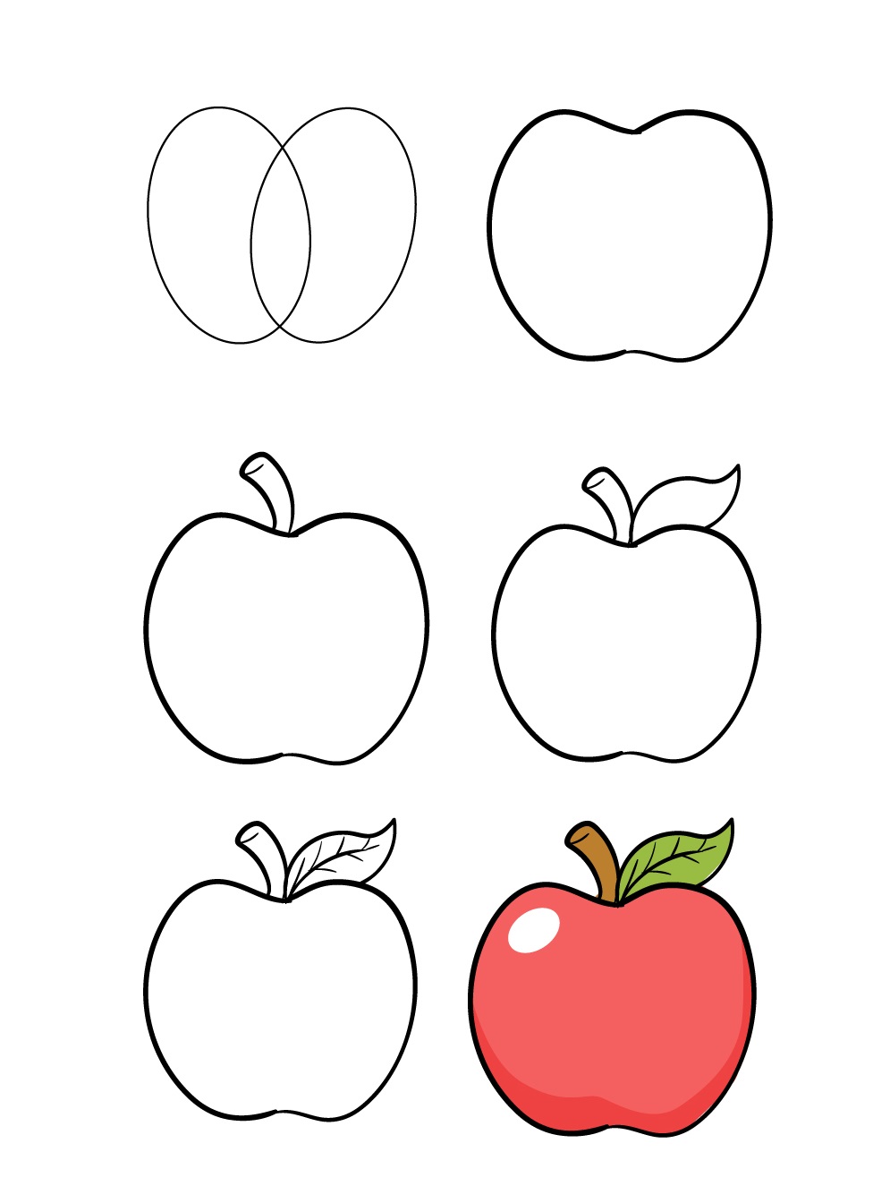 50 Tranh tô màu quả táo đơn giản dễ thương cho bé tập tô