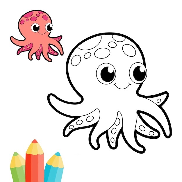 Video  Vẽ đẹp  Học vẽ và tô màu con bạch tuộc cho trẻ em  Ong Vàng TV