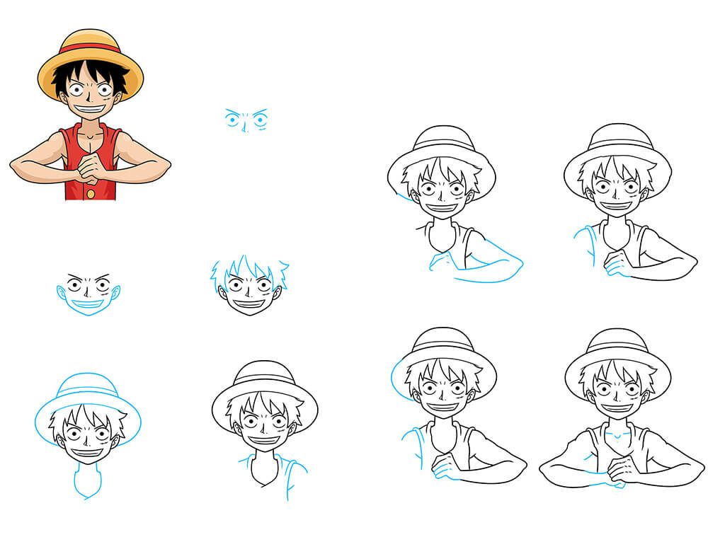 Cách vẽ anime đơn giản nhân vật Luffy Đảo Hải Tặc  How to draw Luffy step  by step  YouTube